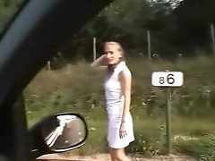 Euro babe getting fucked on a roadside